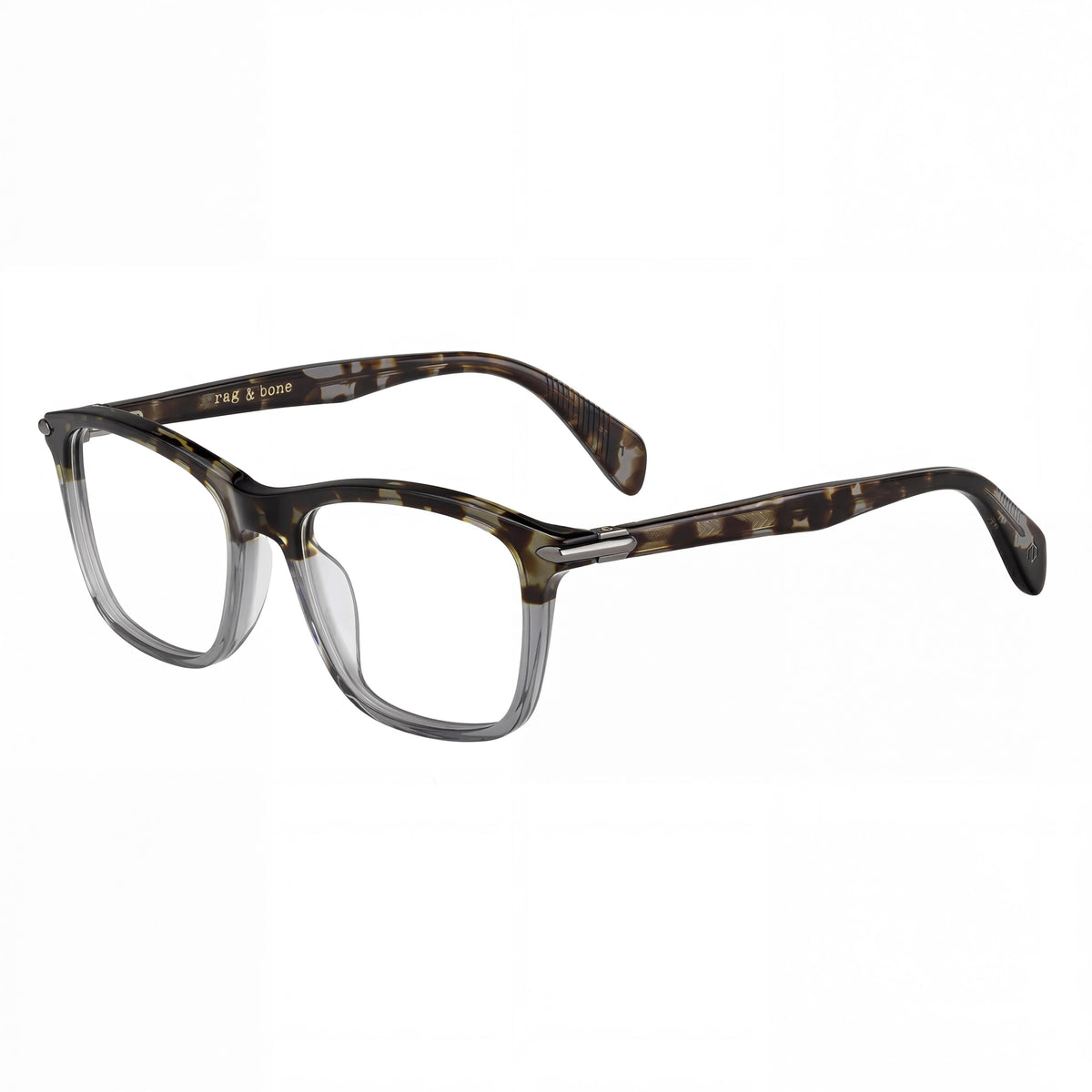 rag & bone Rnb7024 Unisex Acetate Black Grey 53mm Optical Frames with Clear Demo Lenses, Prescription Ready, Photo 1