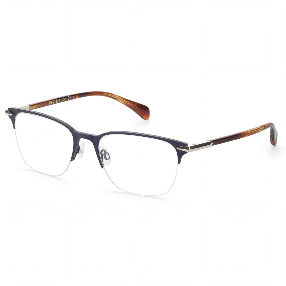 rag & bone RNB7029 Men's Matte Dark Ruthenium Metal Prescription Eyeglasses, Size 53mm