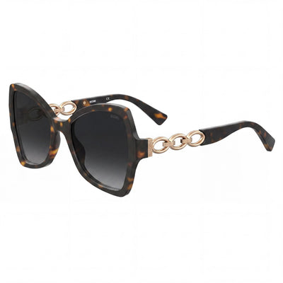 Gafas de sol Moschino MOS099S para mujer, estilo casual, de acetato Havana, sin polarizar, con protección UV, lentes azules, 54 mm