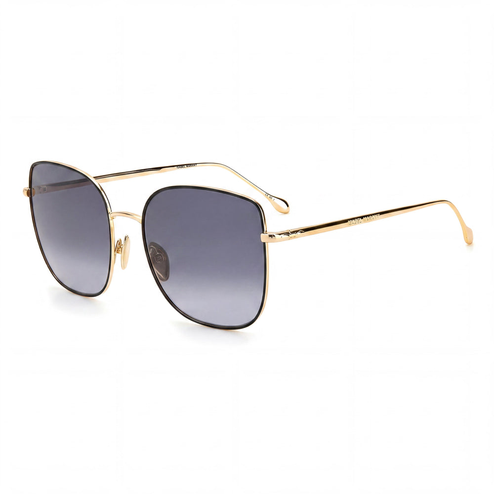 Gafas de sol clásicas Isabel Marant para mujer, montura completa, cuadradas, de acero inoxidable, color negro y dorado, de policarbonato, no polarizadas, de 58 mm