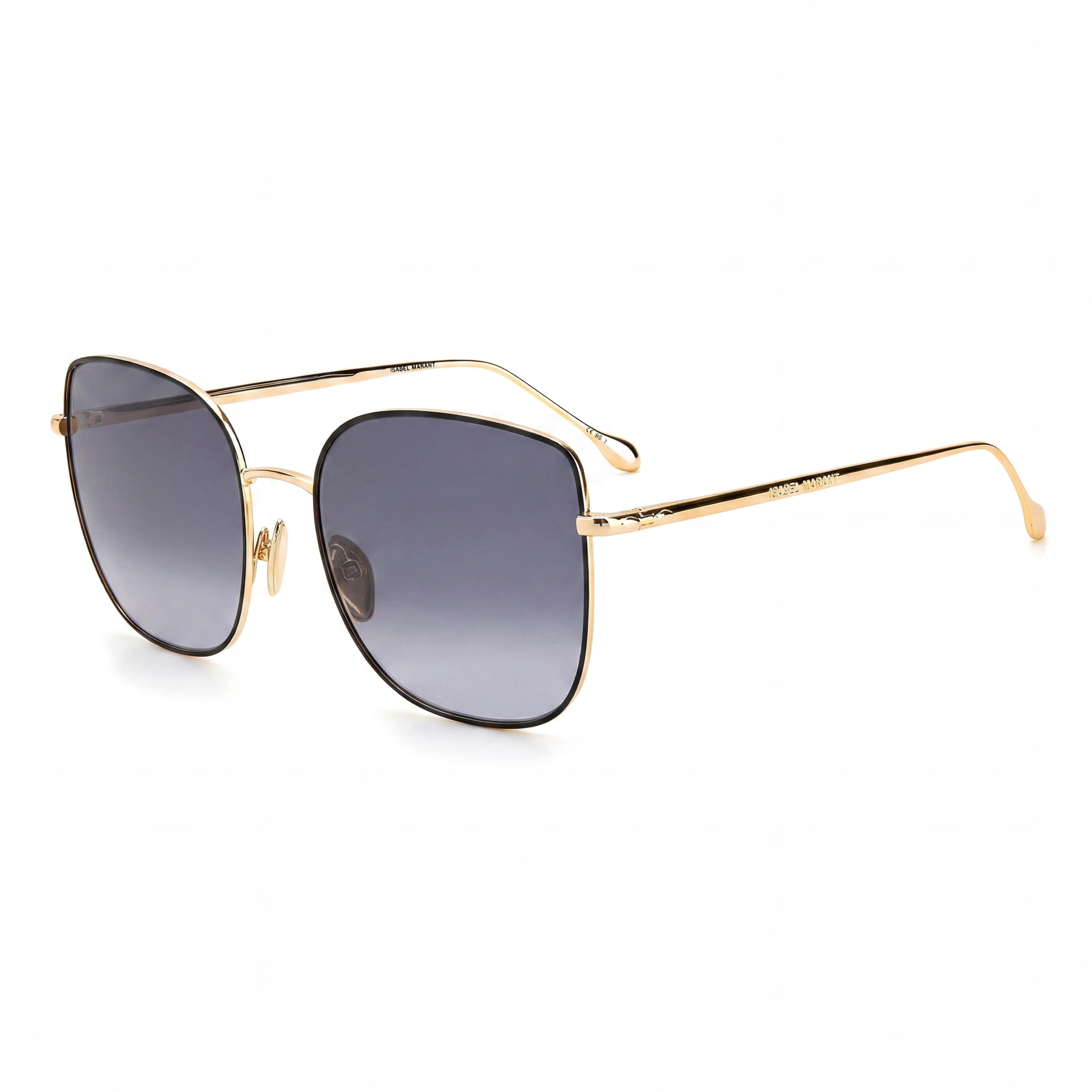 Gafas de sol clásicas Isabel Marant para mujer, montura completa, cuadradas, de acero inoxidable, color negro y dorado, de policarbonato, no polarizadas, de 58 mm, Photo 1