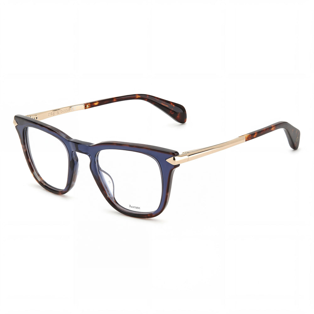 Gafas de sol modernas unisex rag & bone con montura de acetato azul Habana y lentes de policarbonato de 48 mm