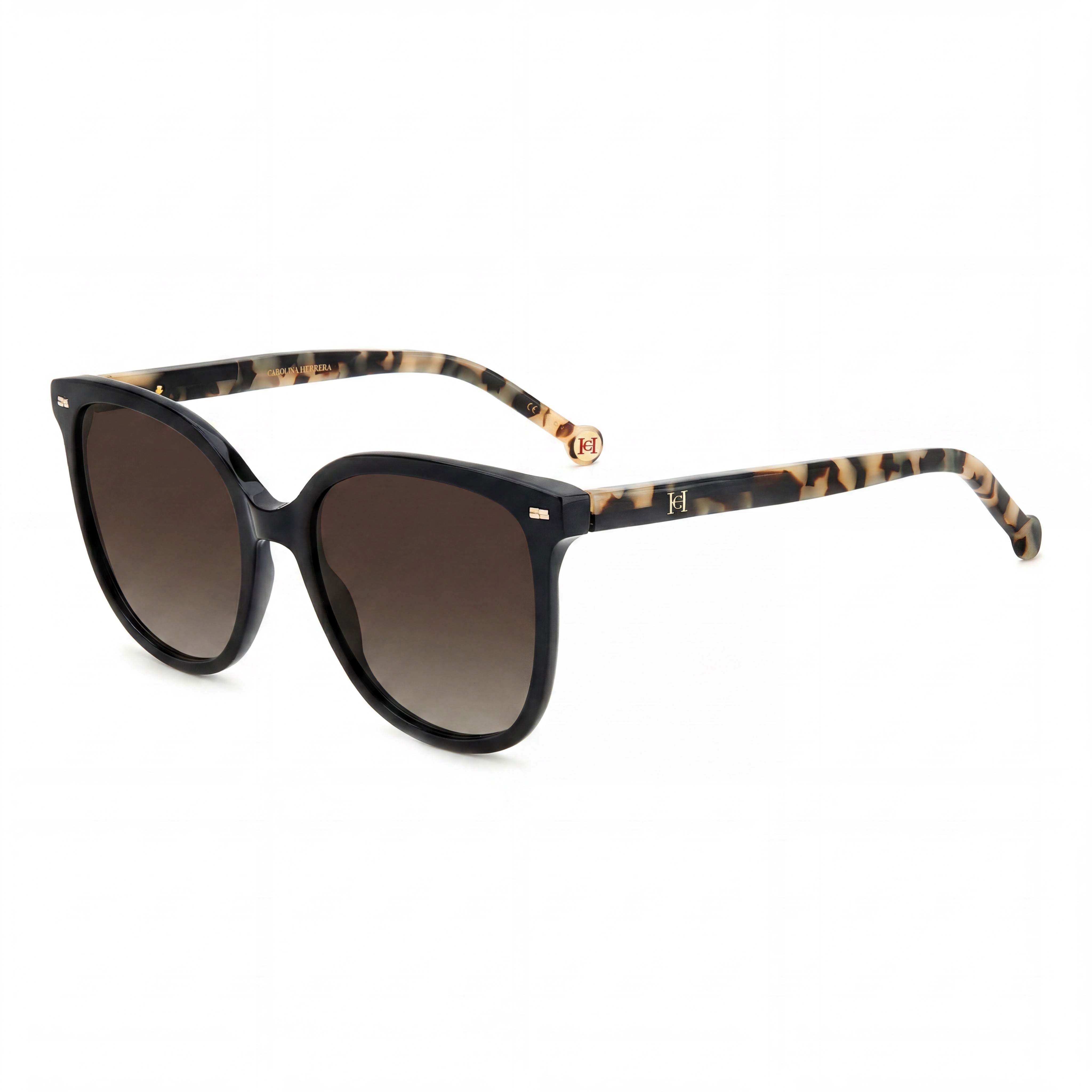 Carolina Herrera HER 0136/S Women's Square Classic Black Havana Acetate Sunglasses 100% UV Protection 55mm, Photo 1