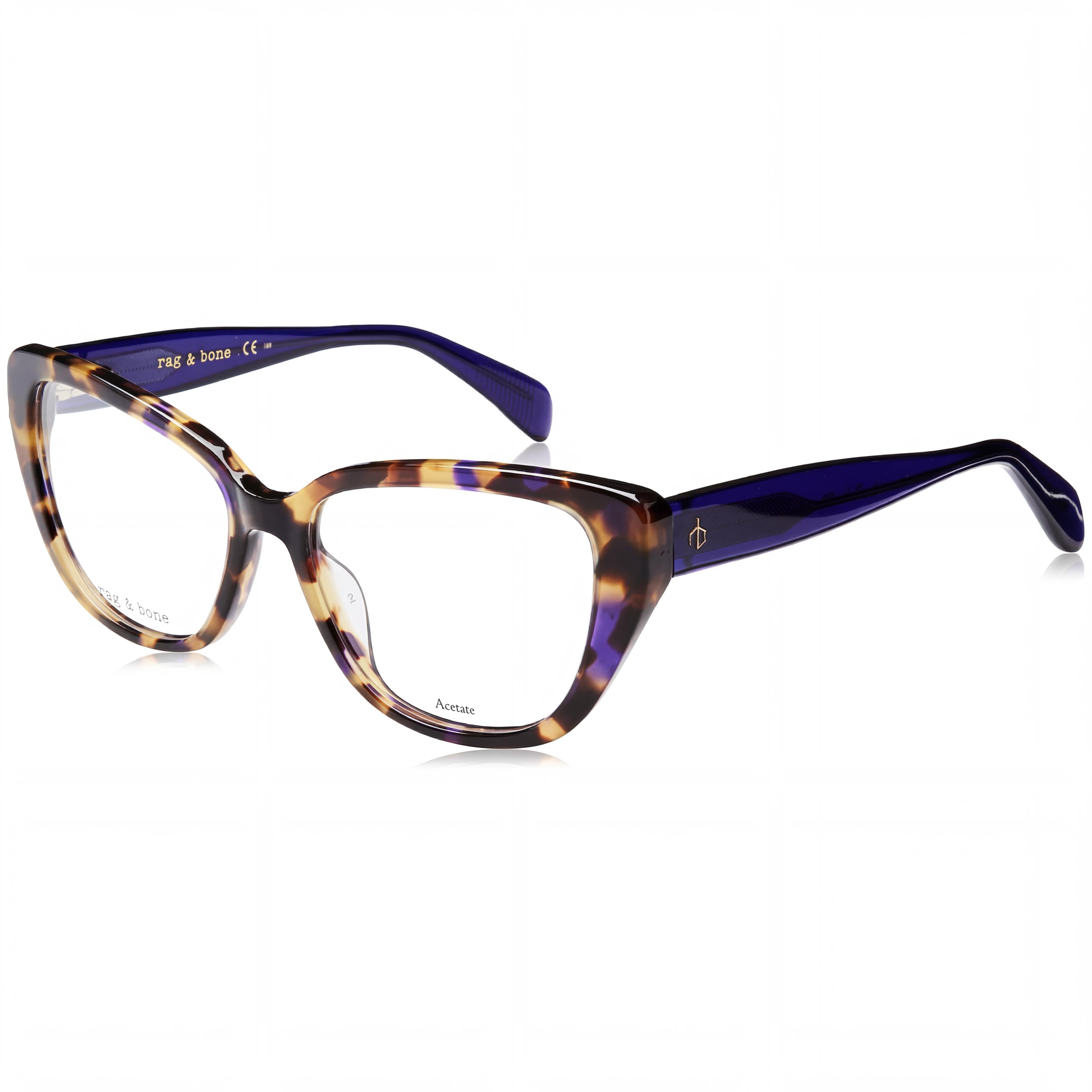 Gafas de sol rag & bone modernas para mujer con montura de acetato Havana azul y lentes de 54 mm, Photo 1
