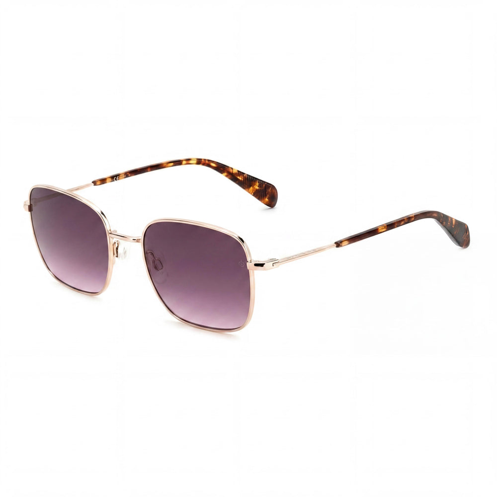 rag & bone Gafas de sol informales de acero inoxidable para hombre, con protección UV, color rojo, dorado, gris, gris fucsia, 52 mm