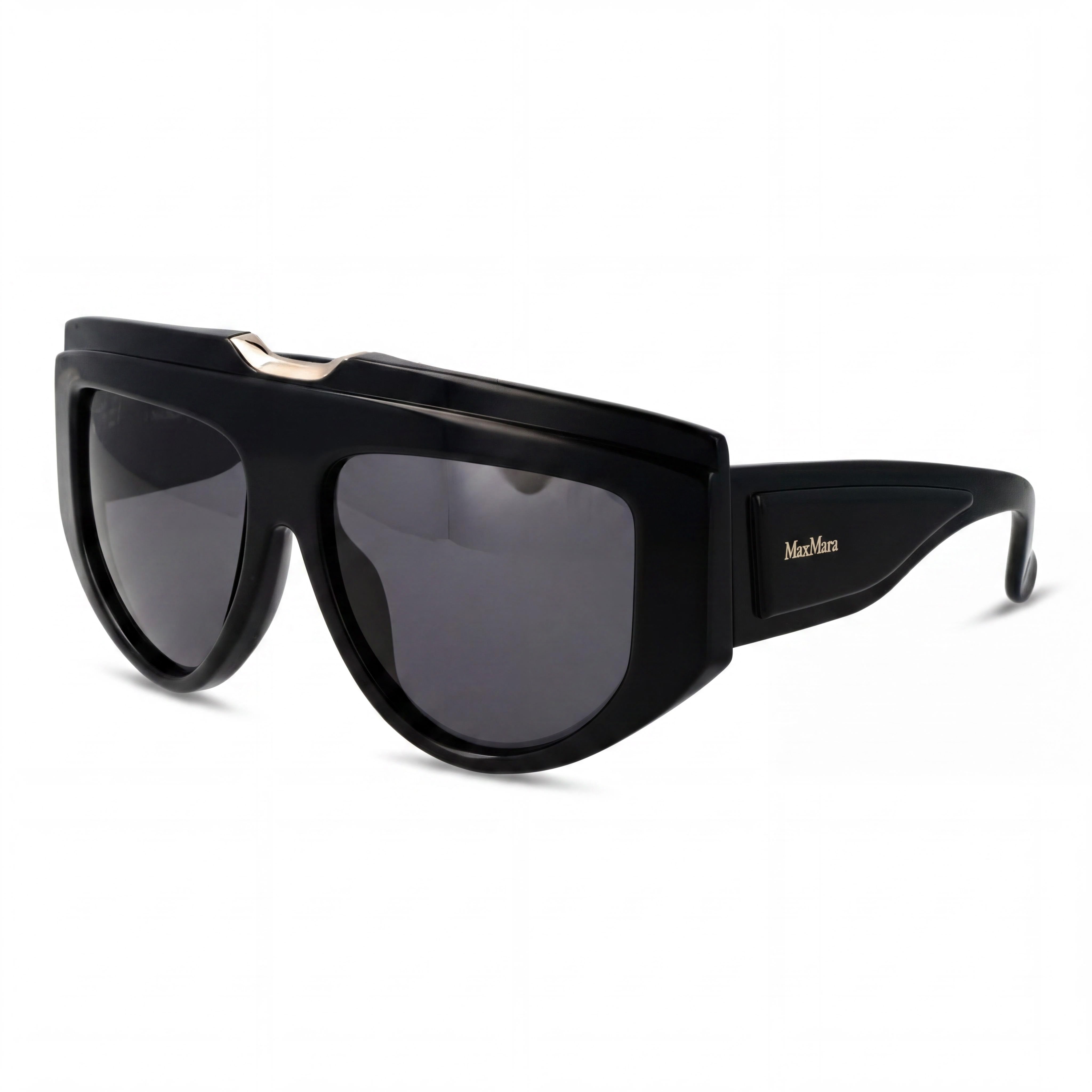 MaxMara Mm0083 Men's Black Frame Smoke Non-Polarized Acetate Lenses Eyewear 57-15-135mm, Photo 1