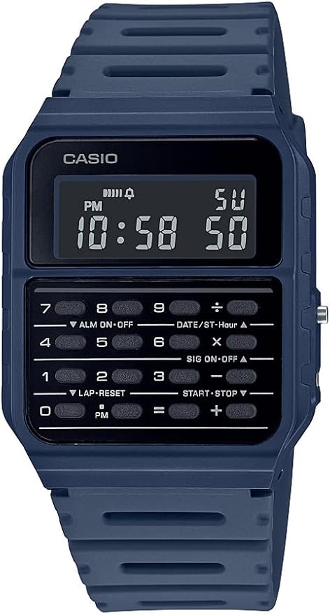 Casio Vintage Calculator Watch for Men | Blue Strap, Stopwatch, Model CA53WF-2B