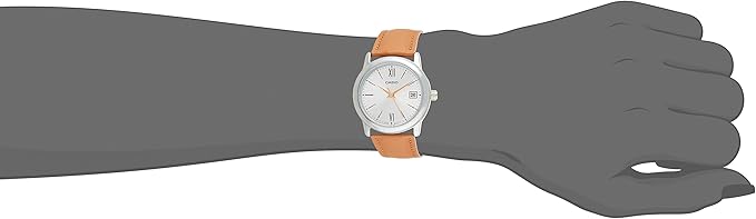 Casio Women's Analog Leather Watch, Silver/Brown - buy online