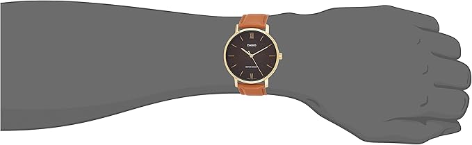 Casio Gold Minimalist Watch for Men | Leather Strap, Burgundy Dial - buy online