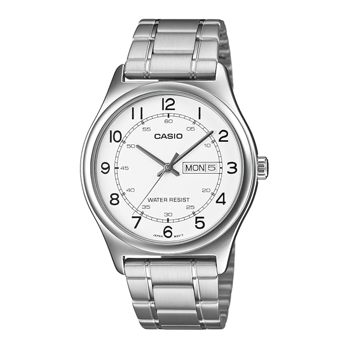 Reloj analógico Casio de acero inoxidable plateado para hombre MTP‑V006D‑7B2UDF