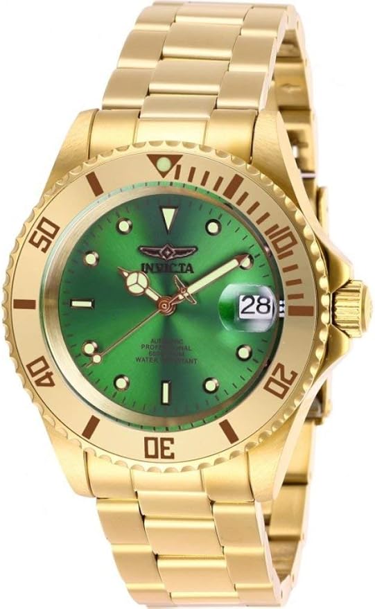 Invicta Pro Diver 28665 Automatic Watch | Gold/Green, 200M WR