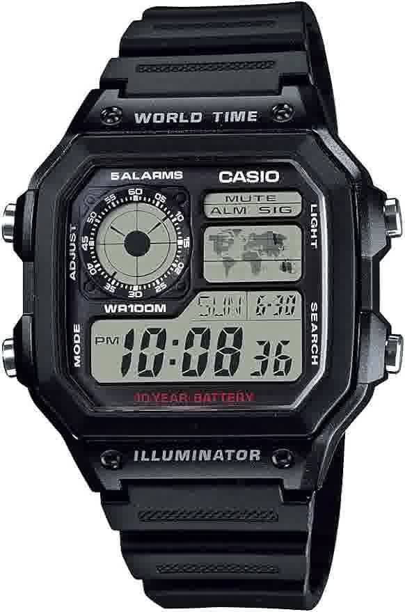 Casio AE-1200WH Digital Watch for Men | 100M, 10-Year Battery