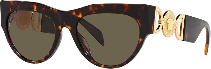Gafas de sol Versace para mujer, montura Havana, lentes marrones (VE4440U 108/3-56)