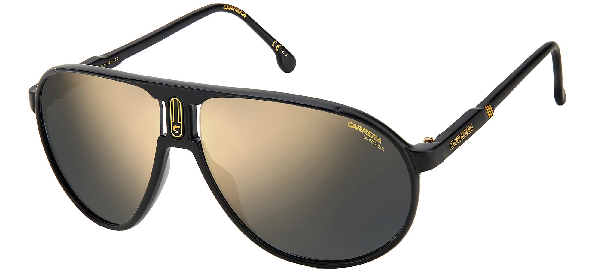Gafas de sol Carrera Aviator, negro mate con lentes de bronce gris Champion65/N 003 Jo Tamaño de lente: 62 mm