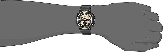 Casio Men's Quartz Watch, Analog Display, Resin Strap, Black/Gold (MCW-200H-9AVDF) | Wixez