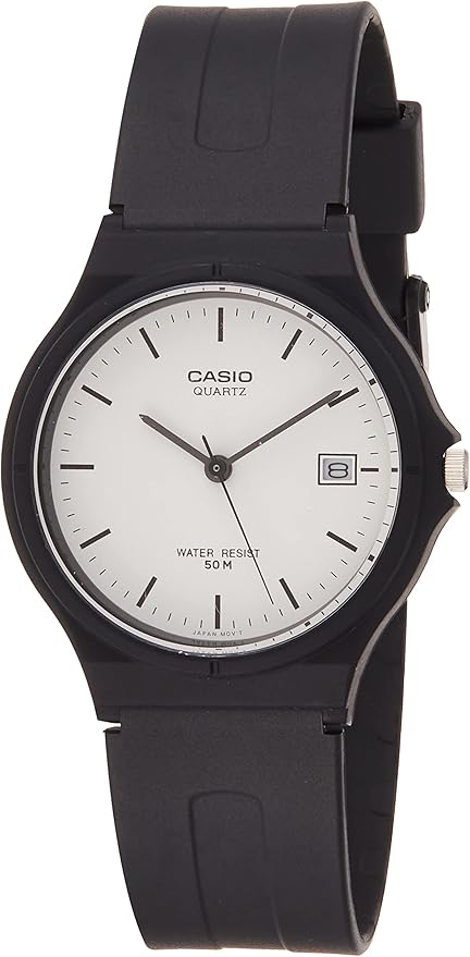 Casio Unisex MW59-7EV Black Resin Quartz Watch with White Dial