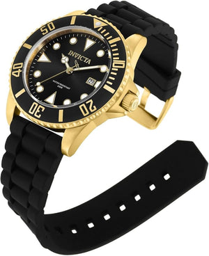 Invicta Men's Pro Diver Stainless Steel Quartz Watch with Silicone Strap, Black, 22