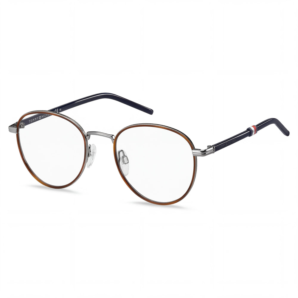 Gafas Tommy Hilfiger unisex Panthos, montura de metal rutenio, lente de policarbonato, sin aumento, 50 mm de ancho de lente.