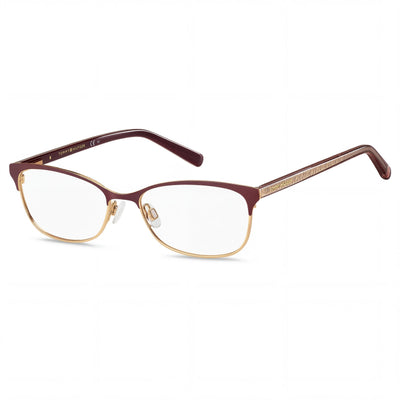 Tommy Hilfiger T. Hilfiger 1777 Women's Cat Eye Red Glitter Gold Stainless Steel 52mm Eyeglasses