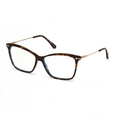 Gafas Tom Ford para mujer Ft5687-b en color Habana oscuro, con montura en oro rosa y lentes transparentes con filtro azul de 56 mm