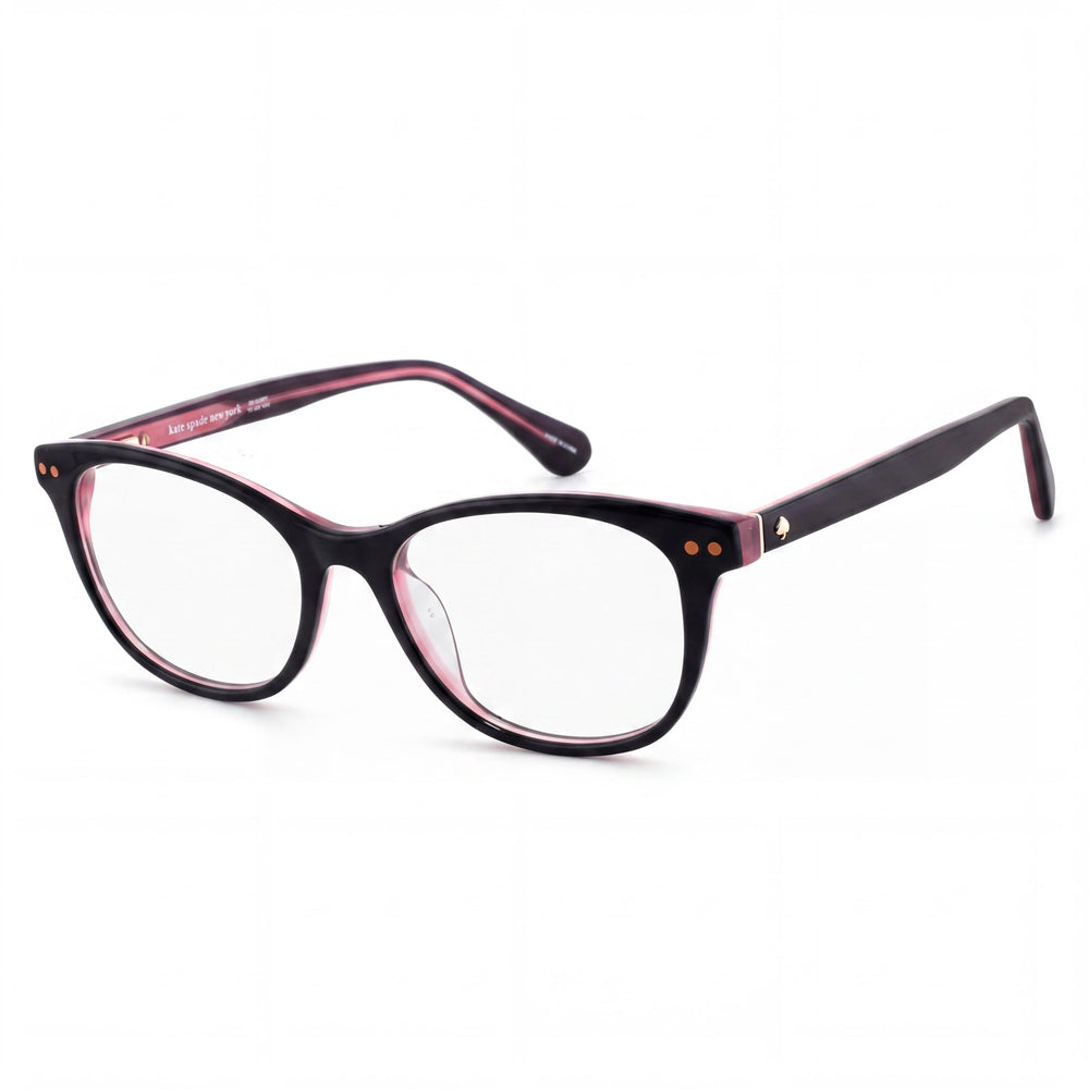 kate spade new york Gafas de sol modernas para mujer con montura de acetato negra y rosa con lentes de policarbonato de 52 mm