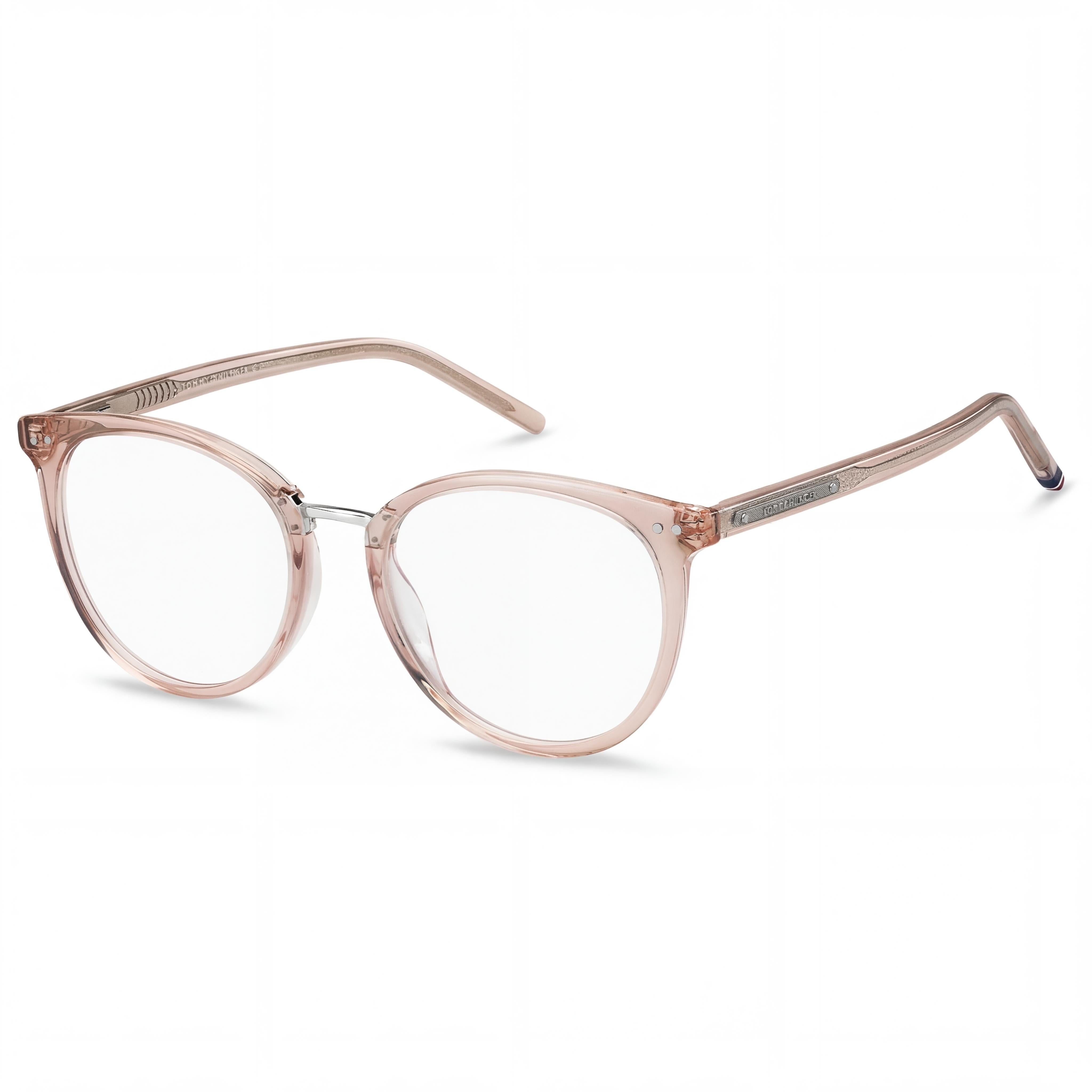 Gafas de sol Tommy Hilfiger TH 1734 de acetato ovalado y acero inoxidable para mujer, montura rosa claro o gris, lente rosa claro de 50 mm, Photo 1