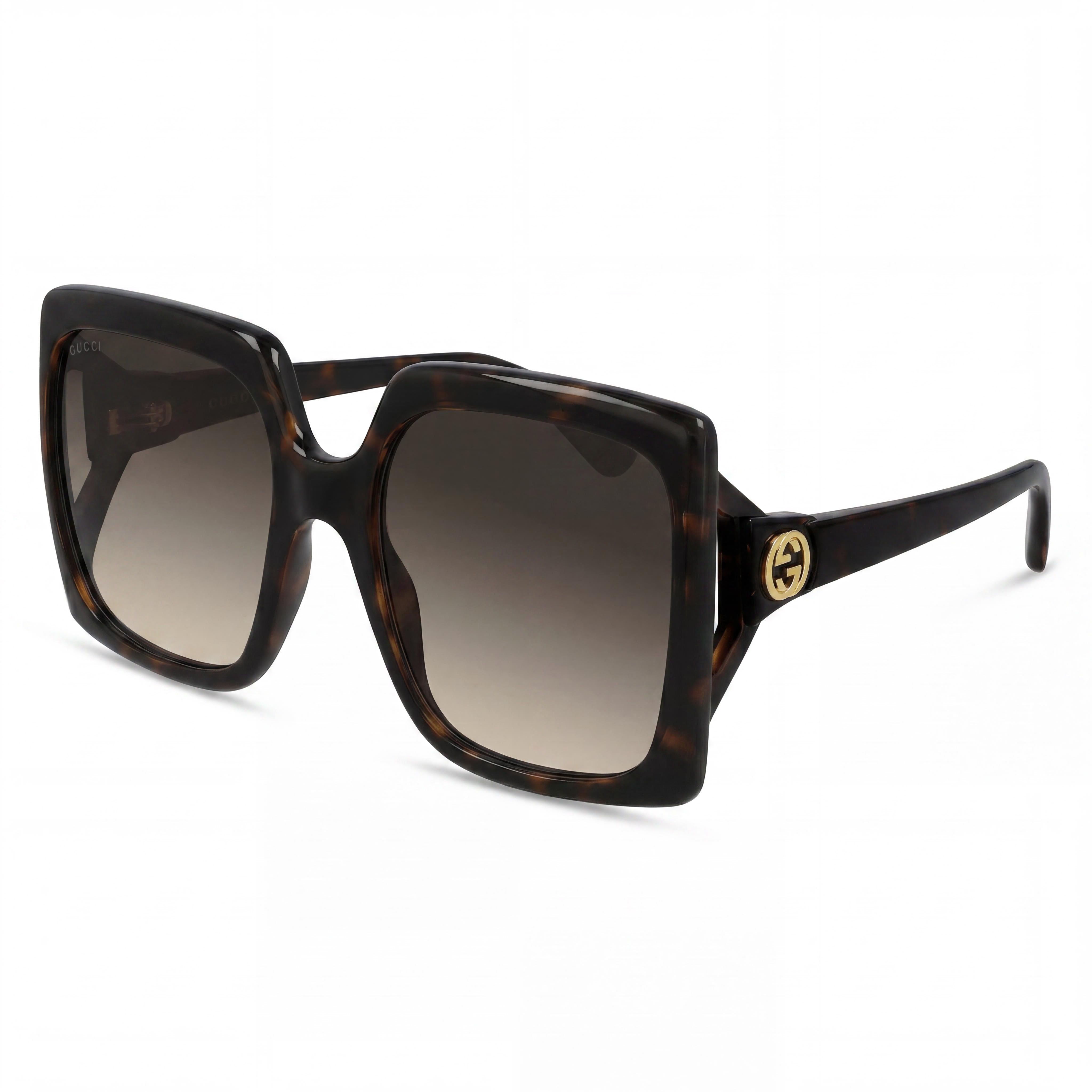 Gafas de sol Gucci Gg0876s para mujer, modelo cuadrado grande, color habana inyectado, con lentes degradadas marrones y protección UV, 60 mm, Photo 1