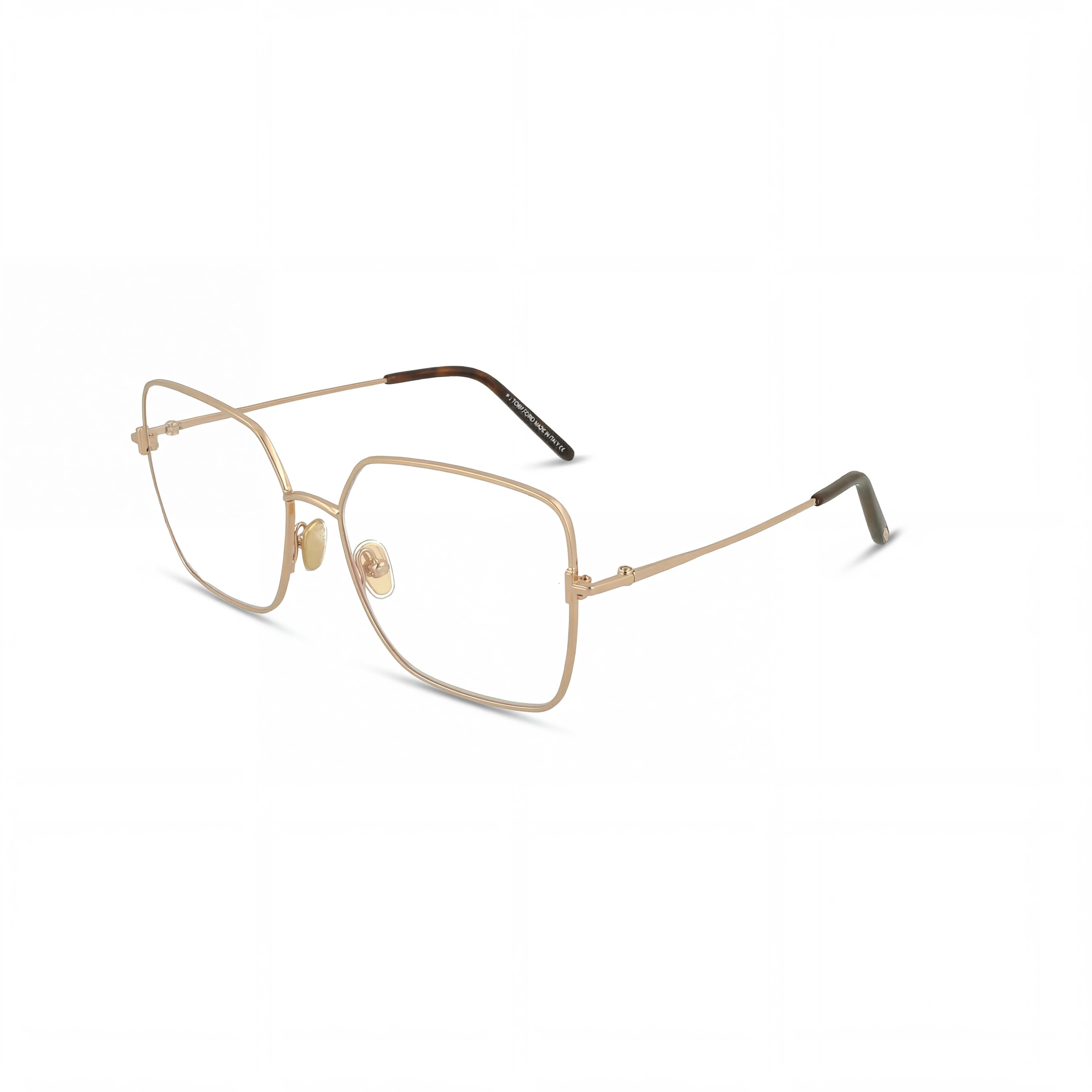 Tom Ford FT5739-B Blue-Light Block Women's Square Metal Frame Eyeglasses Rose Gold 57 Clear, Photo 1