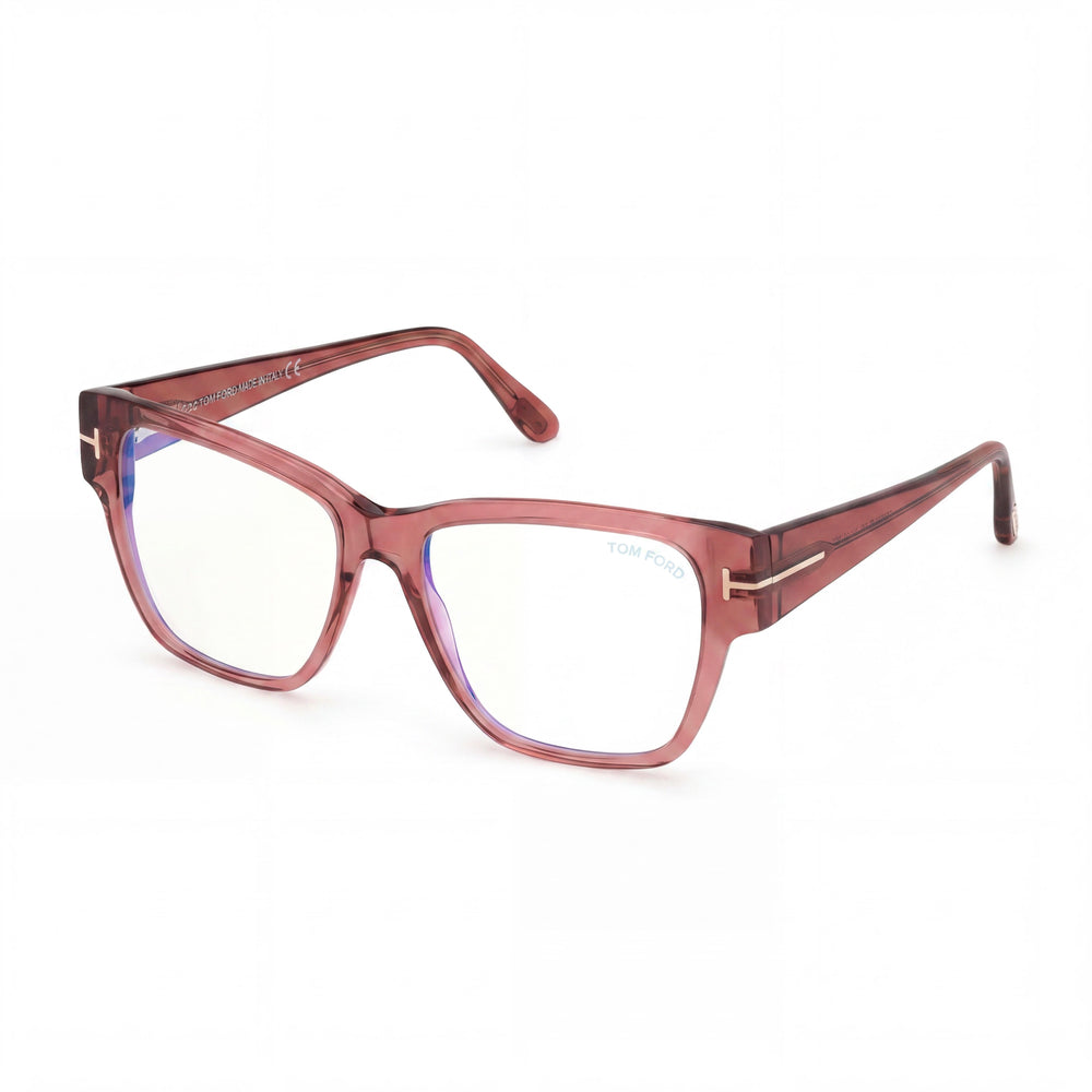 Tom Ford Ft5745-b Gafas Cuadradas de Plástico Transparente Rosa Antiguo con Bloqueo de Luz Azul para Mujer 54mm