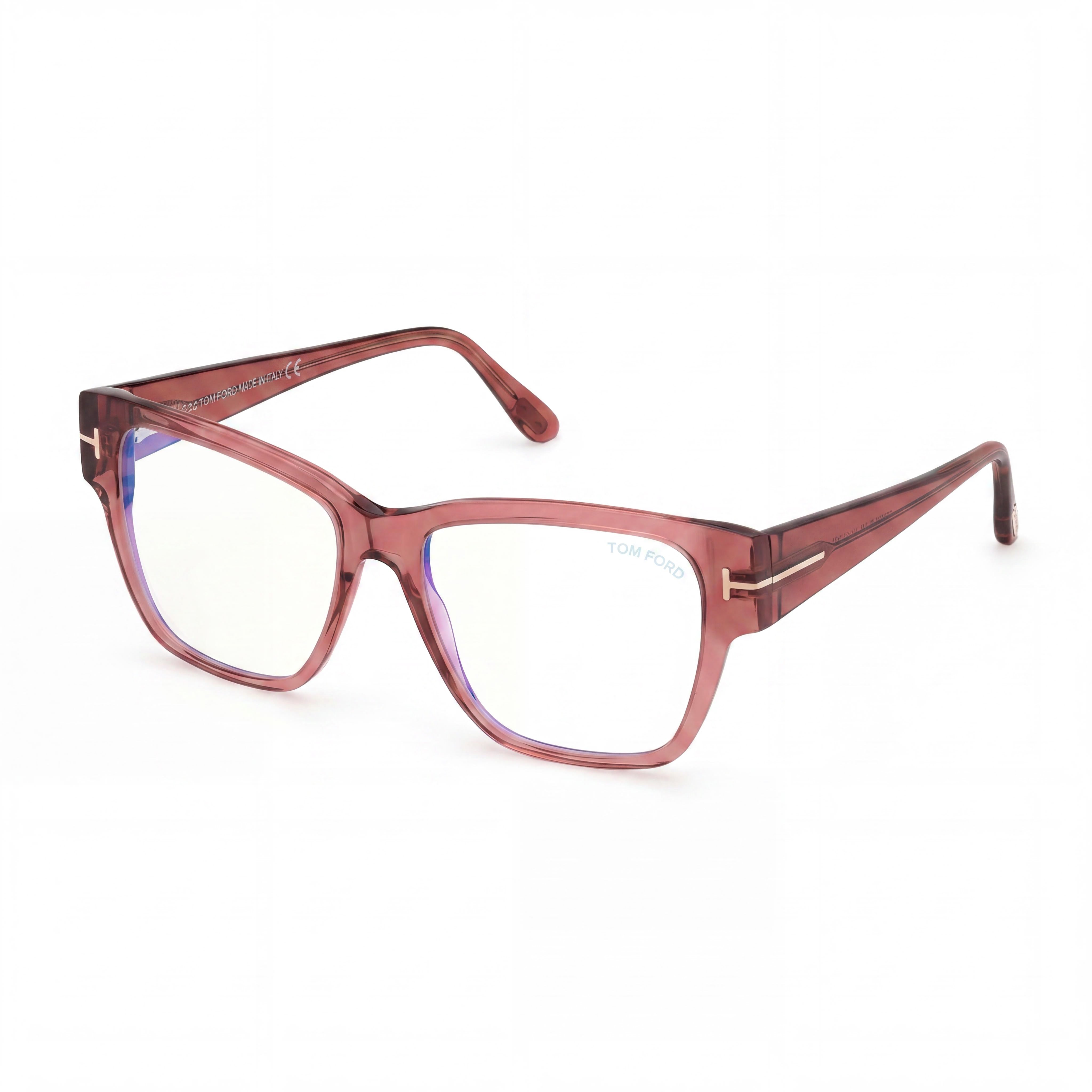 Tom Ford Ft5745-b Gafas Cuadradas de Plástico Transparente Rosa Antiguo con Bloqueo de Luz Azul para Mujer 54mm, Photo 1