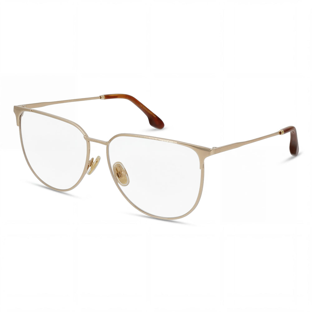 Gafas Victoria Beckham Modern para Mujer Cateye de Metal Oro Rosa con Lentes de Demostración Transparentes Listas para Graduación 55mm