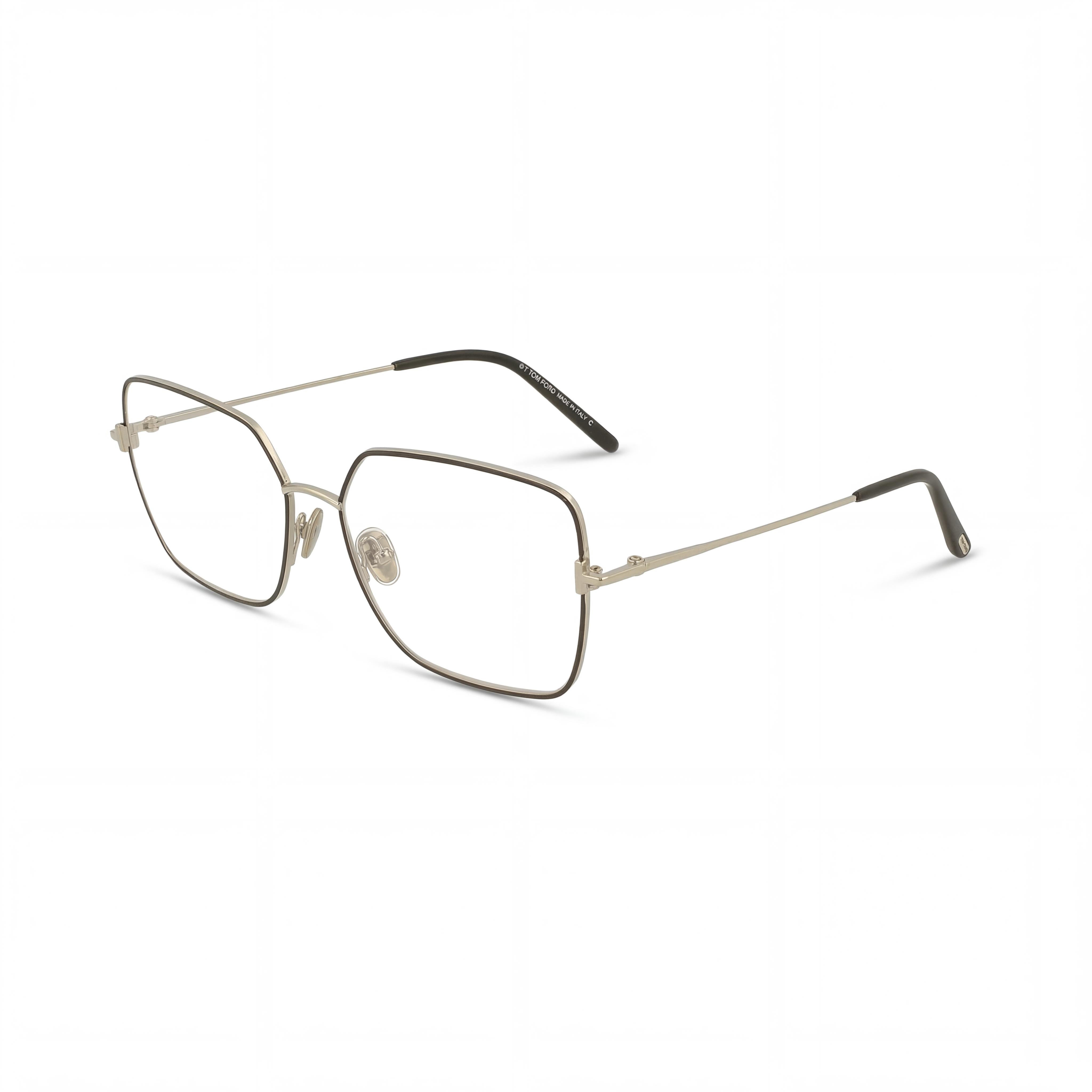 Tom Ford MODERNO Women's Metal Iron Black Frame with Transparent Plastic Lenses, Lens Width 57mm, Bridge Width 16mm, Temple Length 140mm, Photo 1