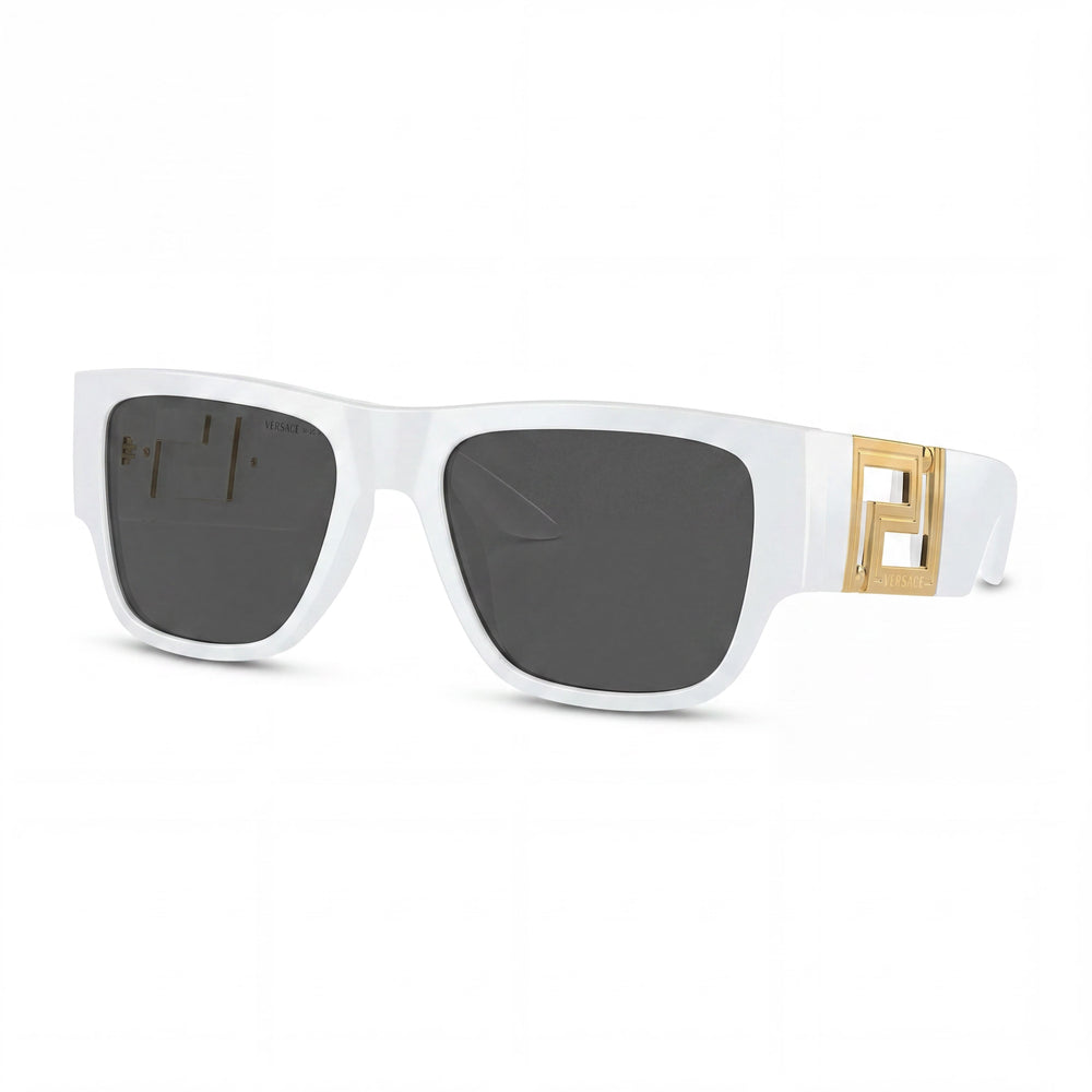 Gafas de sol unisex Versace Ve 4403, armazón de aluminio blanco gris oscuro, lentes UV gris oscuro de 57 mm