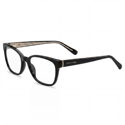 Gafas Modernas Tommy Hilfiger para Mujer - Montura Completa Ojo de Gato de Acetato Negro - 52-18-145mm