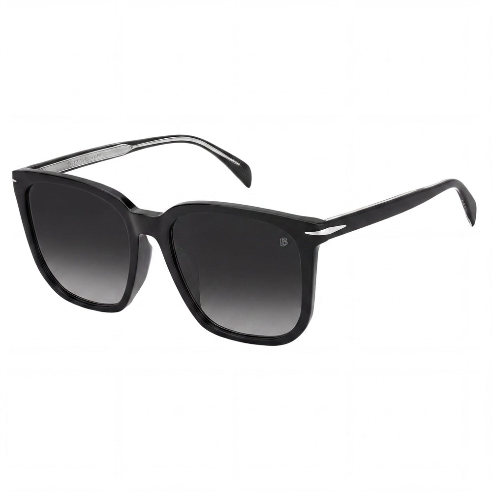 David Beckham Db 1071/F/S Men's Black Rectangular Acetate UV Protected Sunglasses with Dark Grey Shaded Lenses 57mm