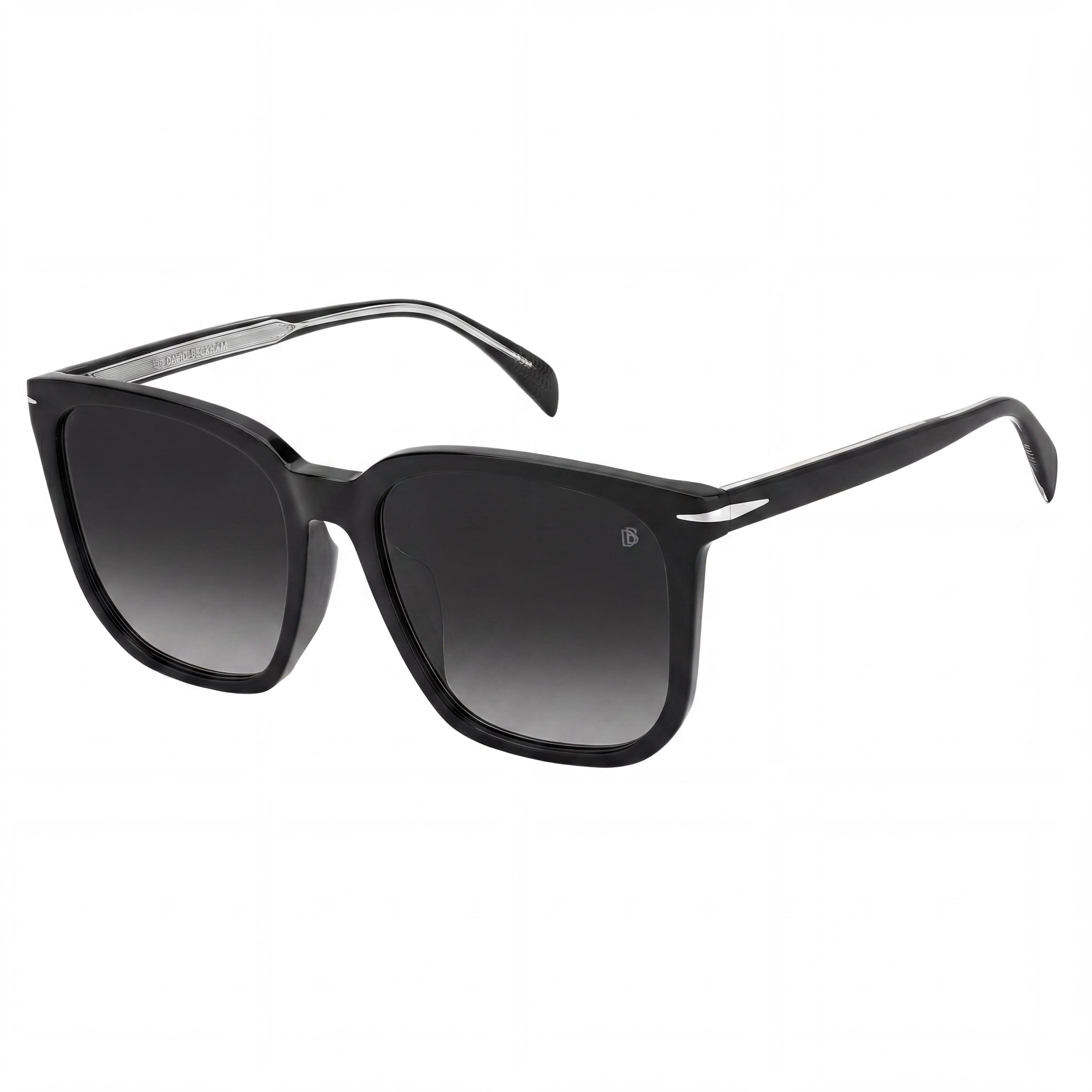Gafas de sol rectangulares de acetato negro David Beckham Db 1071/F/S para hombre con lentes degradadas gris oscuro, 57 mm, Photo 1