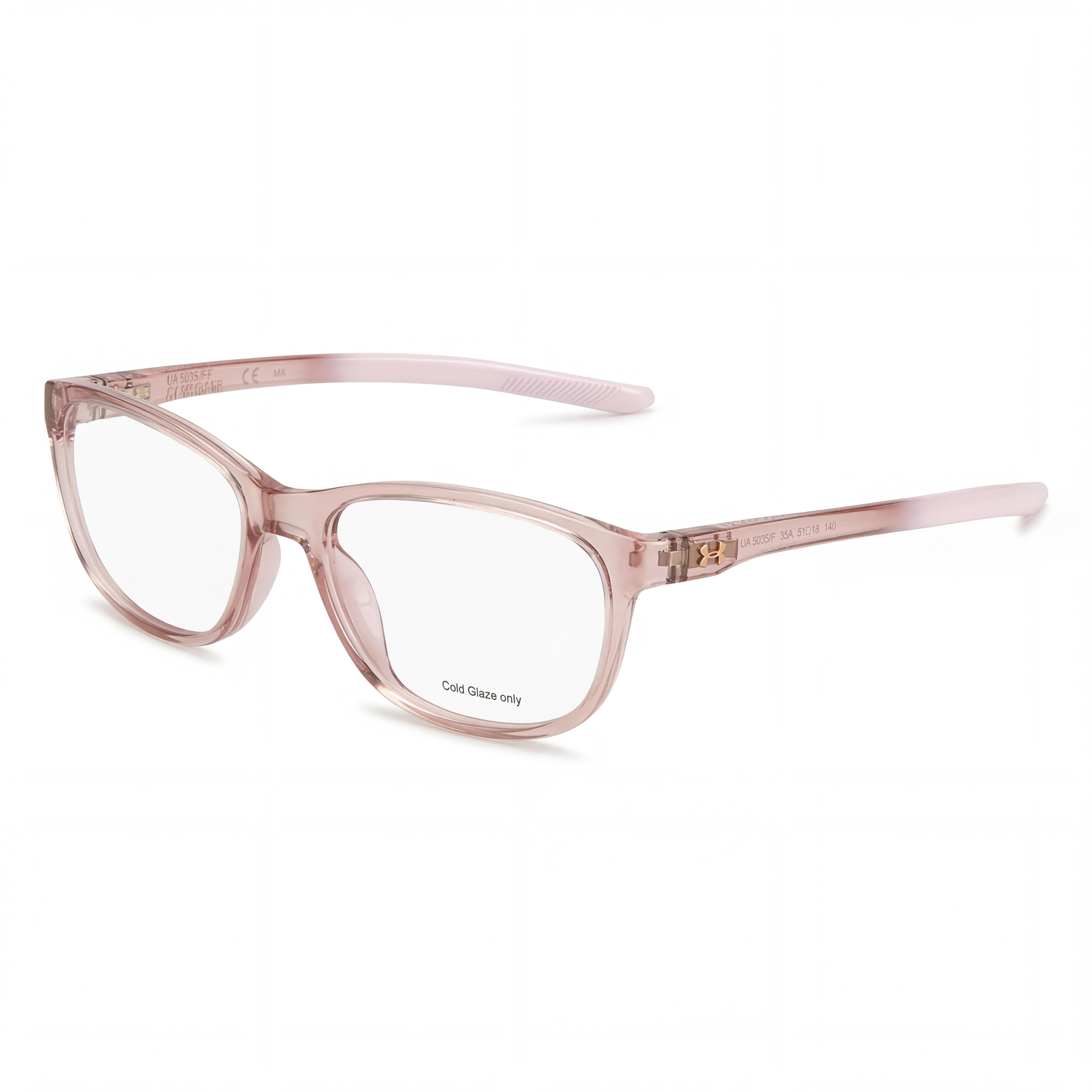 Under Armour Women's Ua 5025 Rectangular Optical Frames in Polyamide Crystal Pink, 53mm, Photo 1