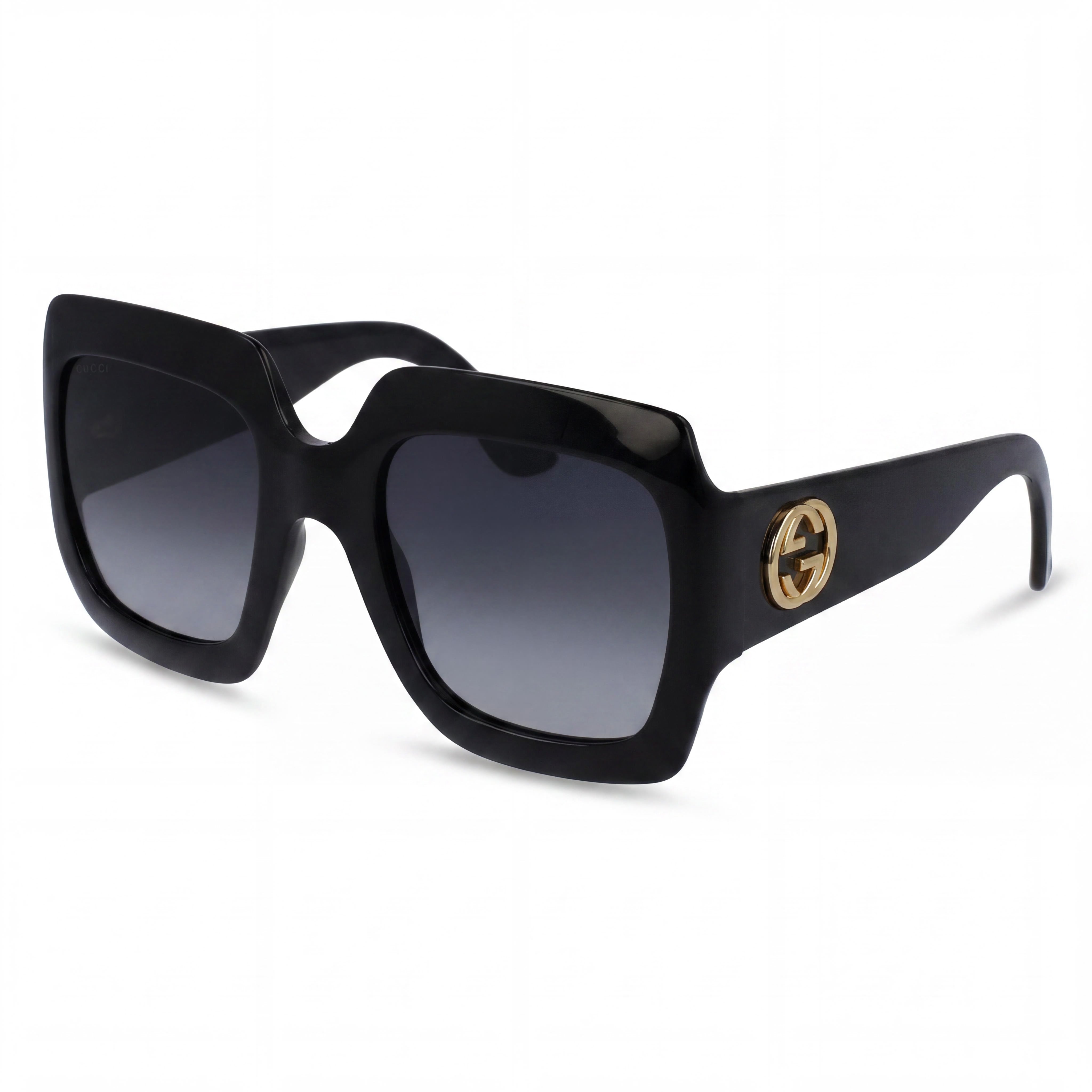 Gucci Gg0053sn Unisex Shiny Black Composite Frame UV Protected Shaded Dark Grey Gradient Sunglasses 54mm, Photo 1