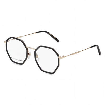 Gafas Marc Jacobs Modern para Mujer, Color Negro y Dorado, de Acero Inoxidable, Montura Cuadrada Completa, Ancho de Lente 50mm