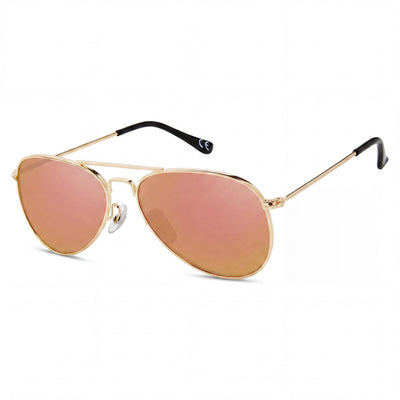 Gafas de sol de aviador unisex PRIVÉ REVAUX, espejo rosa, polarizadas, protección UV, armazón de acero inoxidable de 61 mm