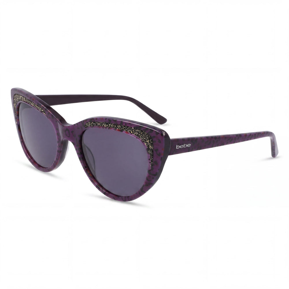 BEBE Classic Women's Animal Plum Acetate Frame 100% UV Protection Polycarbonate Multicolor Lens Sunglasses 55mm