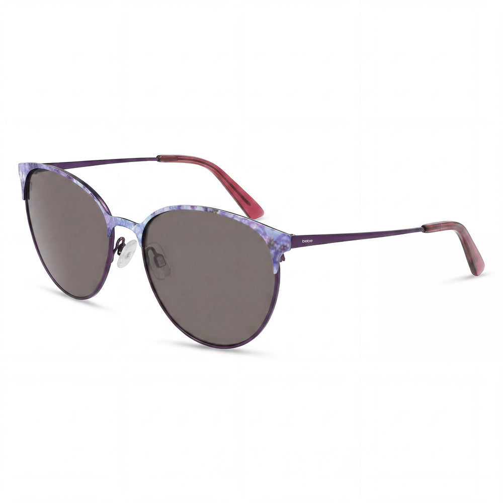 BEBE Classic Women's Plum Acetate Eyewear with Multicolor Lenses, 100% UV Protection, 57-17-140mm