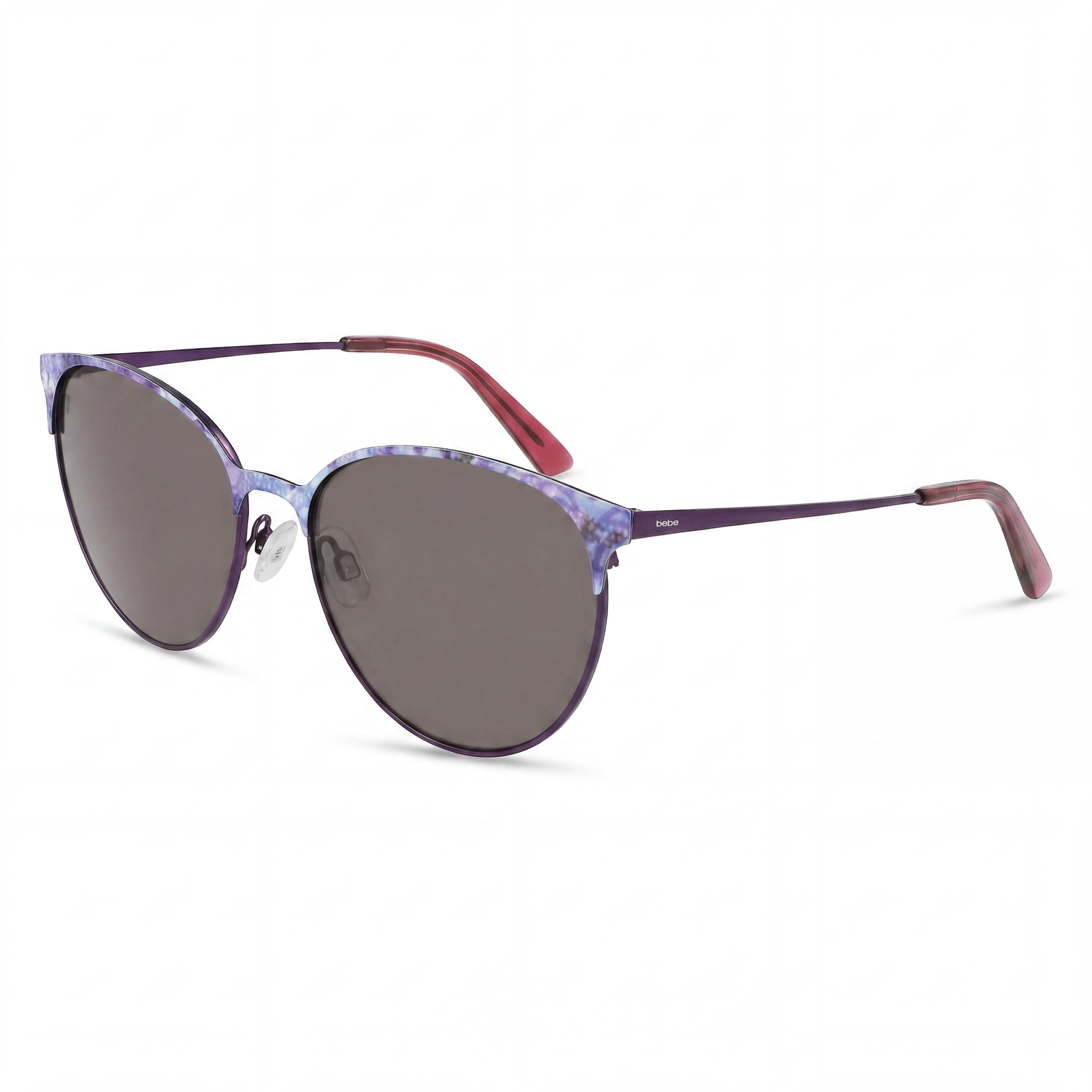 BEBE Classic Women's Plum Acetate Eyewear with Multicolor Lenses, 100% UV Protection, 57-17-140mm, Photo 1