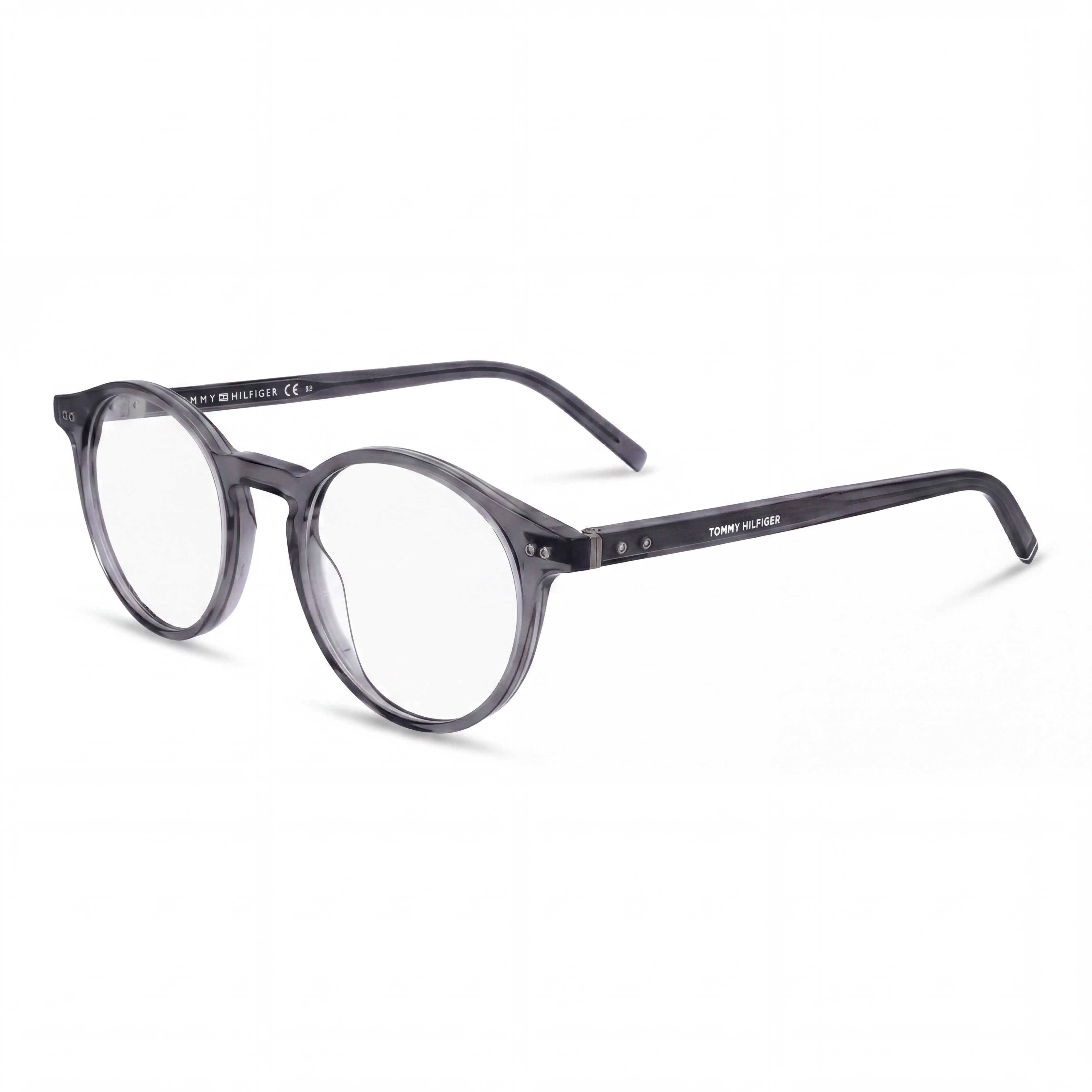 Tommy Hilfiger Modern Unisex Acetate Eyeglasses Shaded Grey Texture Transparent Grey 49mm, Photo 1