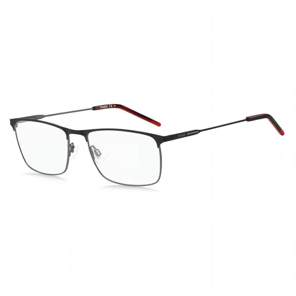 HUGO Hg 1182 Gafas Rectangulares de Acero Inoxidable para Hombre Negro Mate Rutenio Oscuro 58-18-145mm