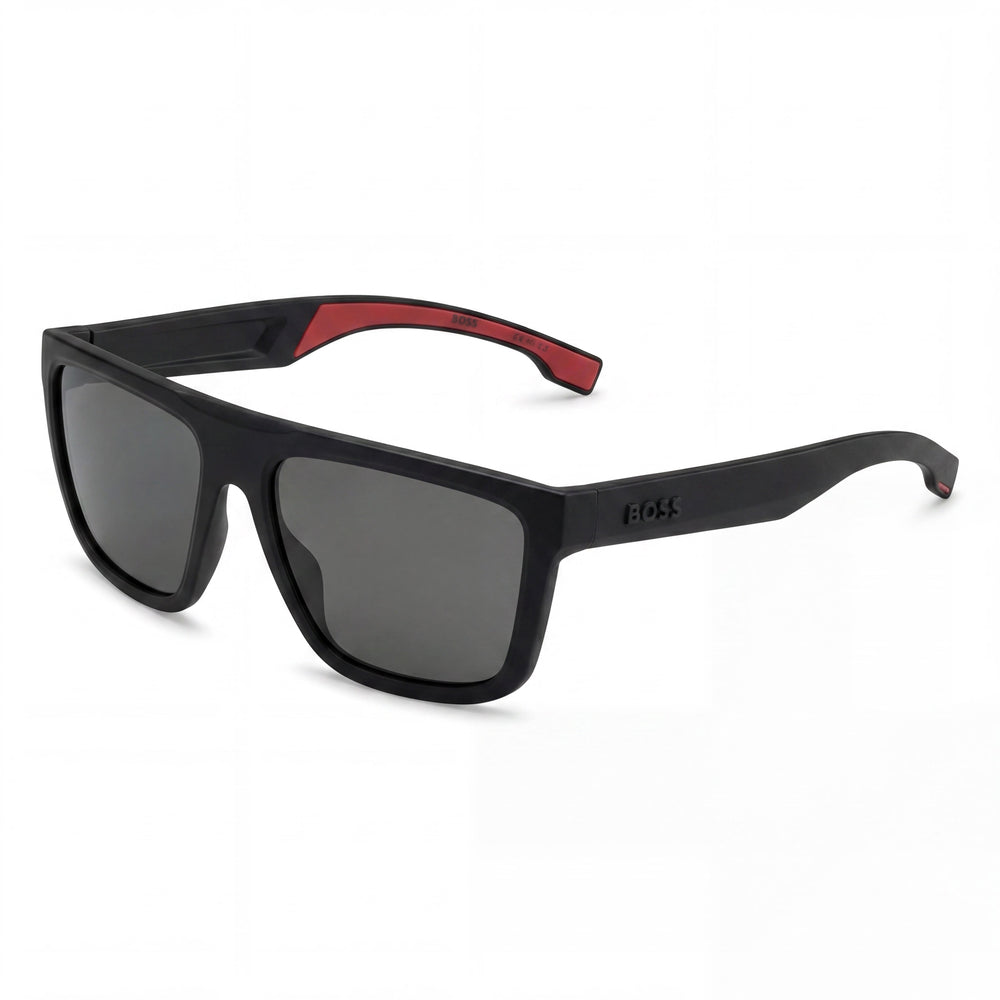 Hugo Boss B1451s Unisex Matt Black Polycarbonate Square Frame Polarized UV Protection Sunglasses 59mm