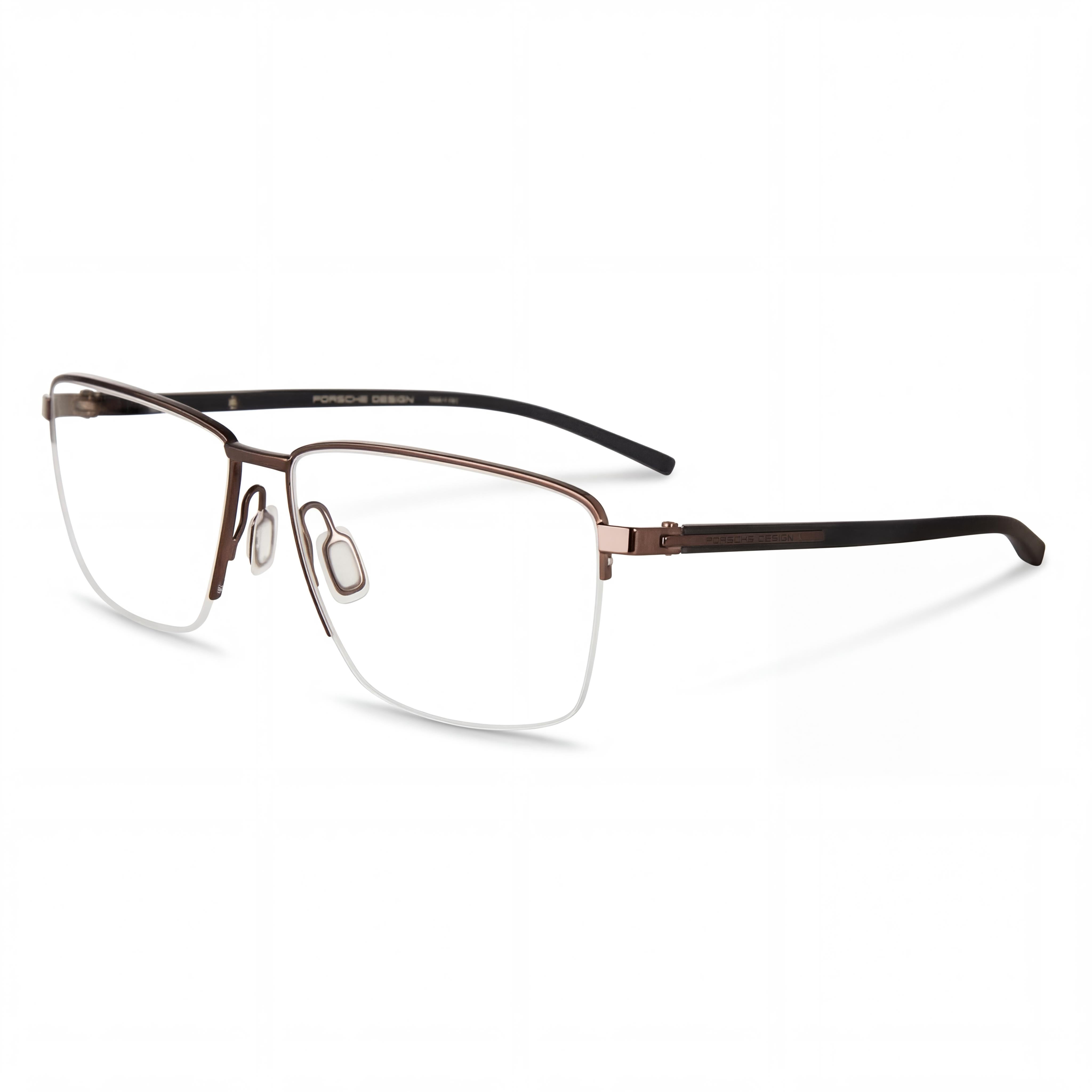 Porsche Design Modern Men’s Brown Plastic Eyeglasses with Transparent Polycarbonate Lenses, 57mm Lens Width, Photo 1