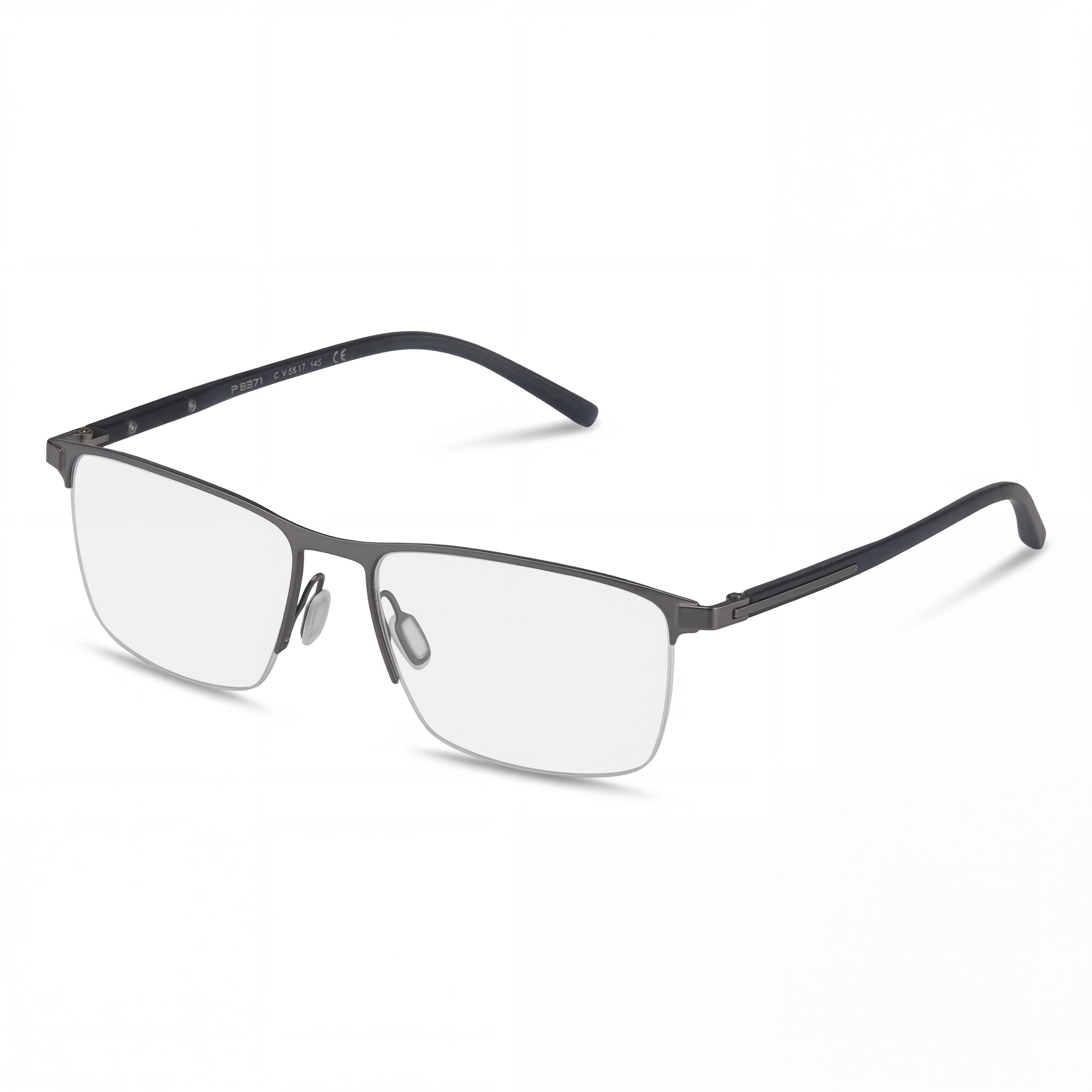 Gafas casuales de metal Porsche Design P8371 para hombre en color gris con lentes de policarbonato transparentes de 54 mm de ancho de lente, Photo 1