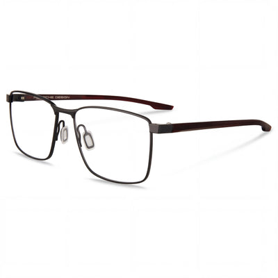 Porsche Design Modern Men's Eyeglasses with Black Plastic Frame and Transparent Polycarbonate Lenses, 55mm Lens Width