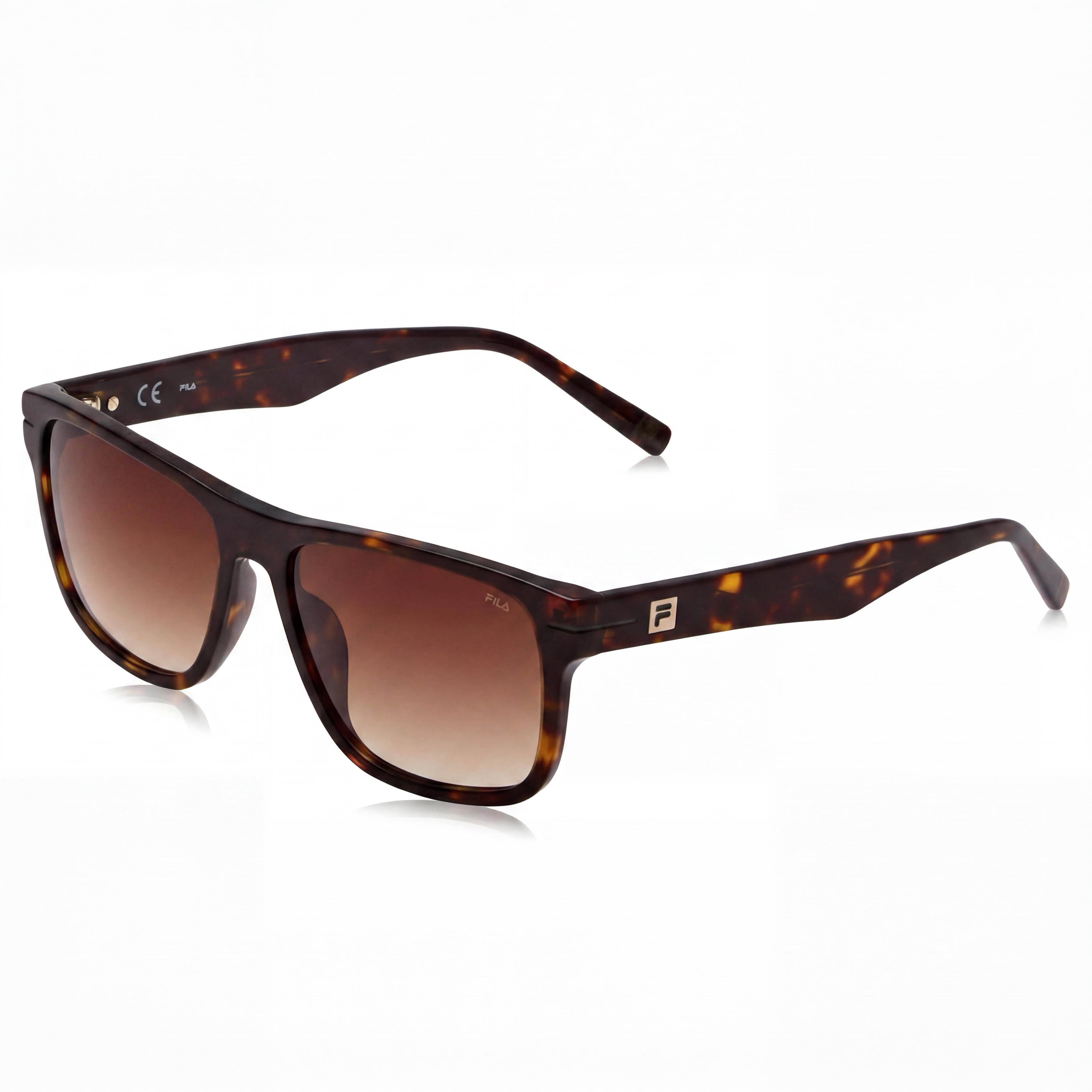 Gafas de sol casuales de acetato FILA para hombre, montura marrón oscuro brillante, lentes degradadas marrones 56-16-145, Photo 1
